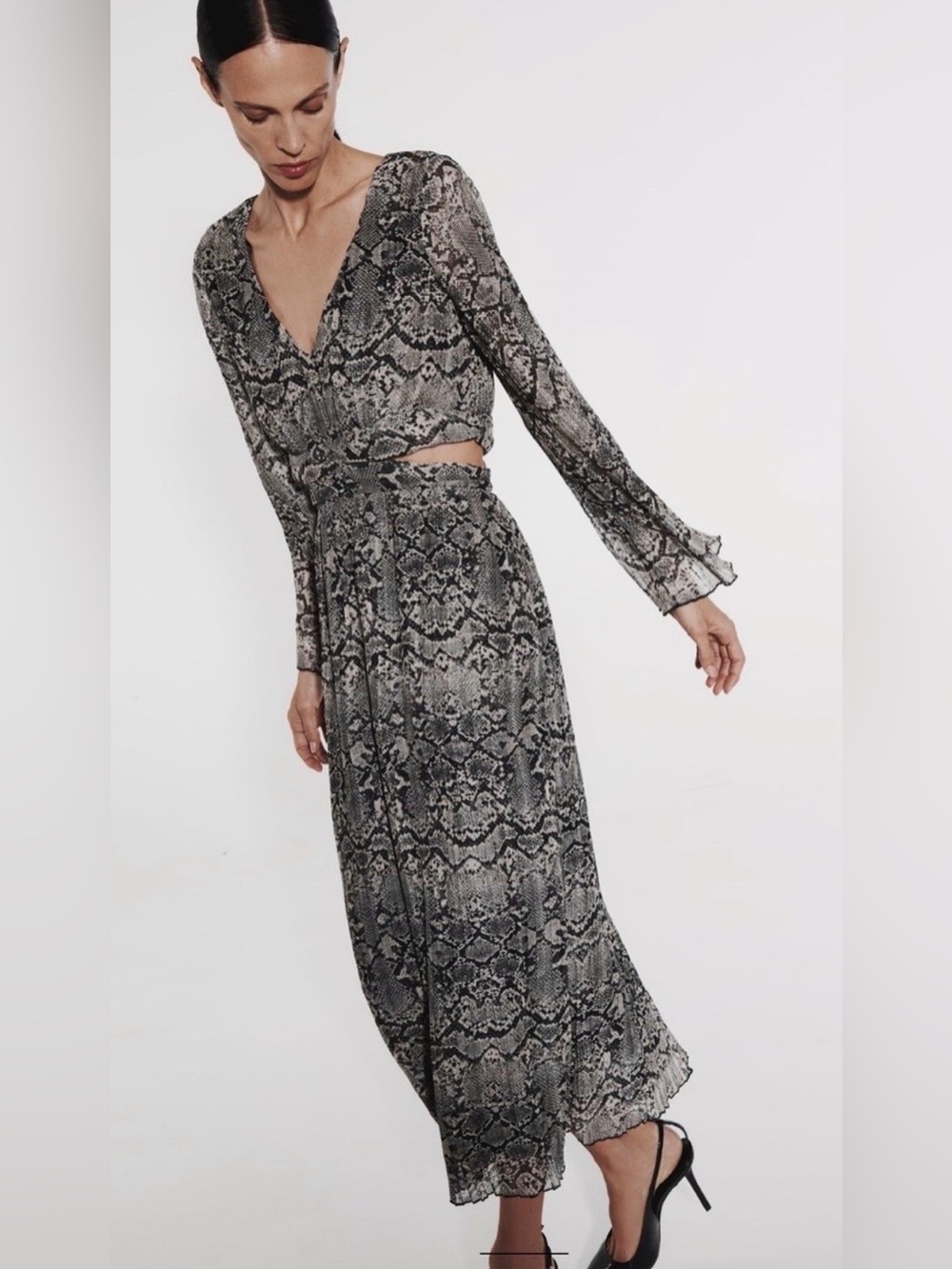 Zara Snakeskin Cut Out Dress